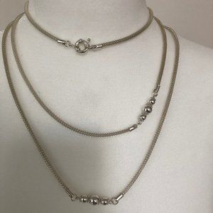 Extra Long Silver Tone Necklace